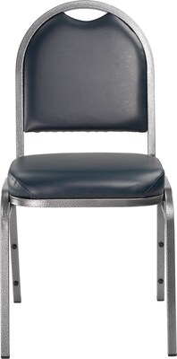 NPS #9204-SV Dome-Back Vinyl Padded Stack Chair, Midnight Blue/Silvervein