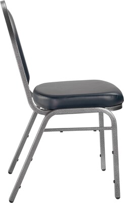 NPS #9204-SV Dome-Back Vinyl Padded Stack Chair, Midnight Blue/Silvervein
