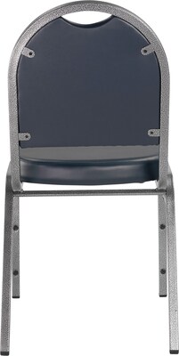 NPS #9204-SV Dome-Back Vinyl Padded Stack Chair, Midnight Blue/Silvervein