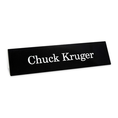 Custom Laser Engraved Black Marble Desk Name Plate Bar, 2 x 8