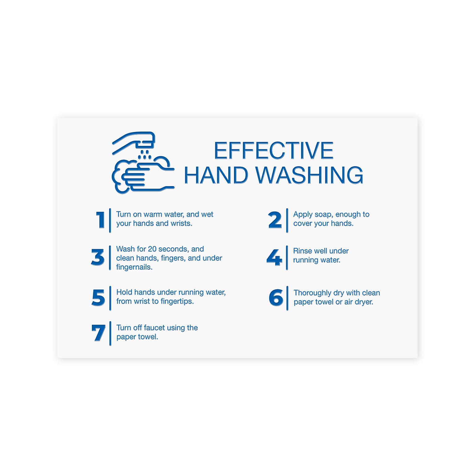 Custom Mountable Effective Hand Washing Engraved Plastic Sign, 8 x 12
