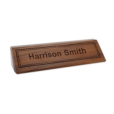 Custom Laser Engraved Name Plate Sign on Walnut Desk Bar, 2-3/8 x 10-1/2