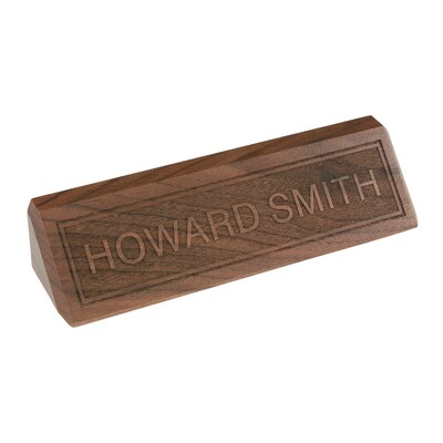 Custom Laser Engraved Raised Letters on Walnut Desk Bar, 1-3/4 x 8-1/2