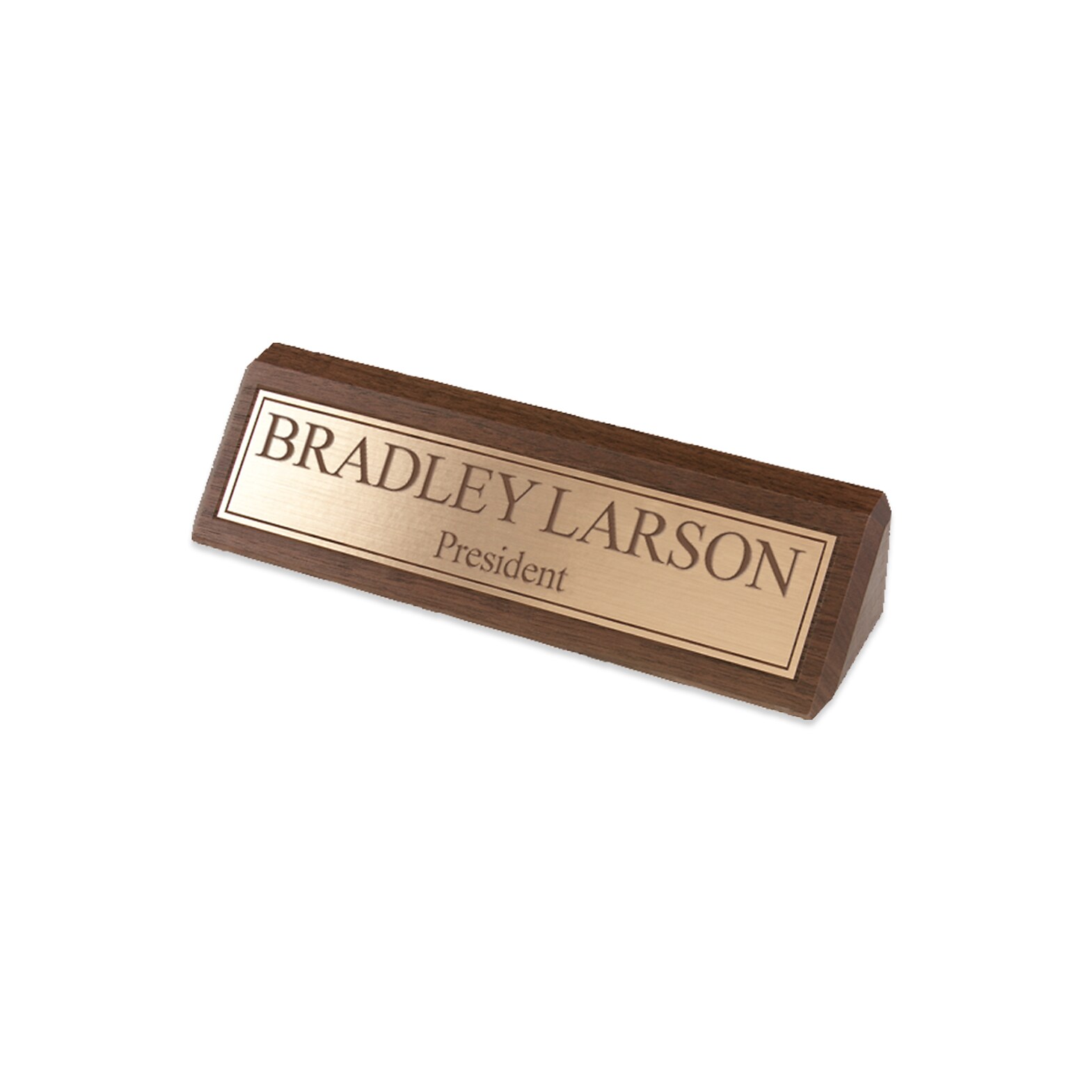 Custom Laser Engraved Name Plate Gold Inlay Walnut Desk Bar, 2-1/2 x 8-1/2