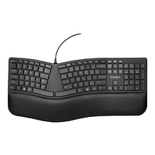 Kensington Pro Fit Ergo Wired Keyboard, Black (K75400US)