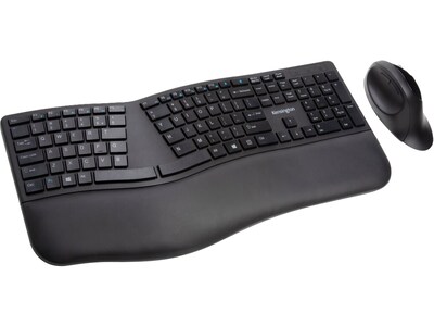 Kensington Pro Fit Wireless Ergonomic Keyboard and Optical Mouse Combo, Black (K75406US)
