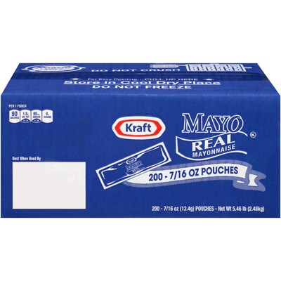 Kraft Mayo Real Mayonnaise Single Serve Packets, 0.44 oz, 200/Box