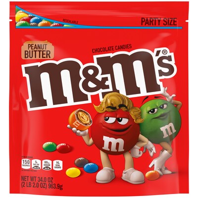 M&M's Peanut Chocolate Candy Party Size Bags 2-Pack Only $9.39 (Ships w/  $25  Order)