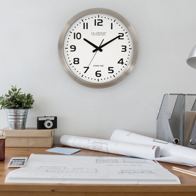 La Crosse Technology Wall Clock, Metal, 16" Dia. (WT-3161WH)