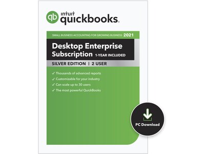 QuickBooks® Desktop Enterprise Silver Edition 2021 for 2 Users, Windows, Download (0608396)
