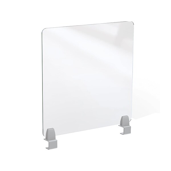 MooreCo Edge Clamp Mount Desktop Divider, 24H x 23W, Clear Acrylic (45258)