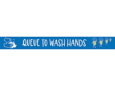 Seco Floor Decal Queue to Wash Hands, Vinyl, 1.97 x 0.2, Blue (QTWHBU)