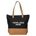 Custom 12 oz Canvas/Cork Shopper Tote; 17x3-3/4, (QL48731)