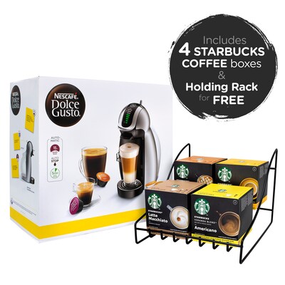 Nestle NESCAFE Dolce Gusto Genio with 4 Starbucks Coffee & Rack Bundle, 6/Bundle (283-00063)