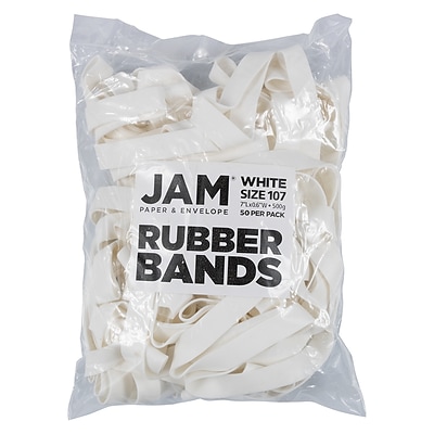 JAM Paper Colored Rubber Bands, #107, 50/Pack (333107RBWH)