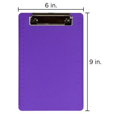 JAM Paper Plastic Clipboard, Memo Size, Purple, 12/Pack (331CPMPUA)