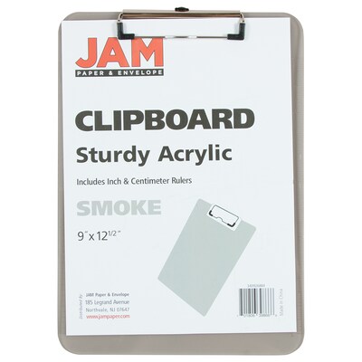 JAM Paper Plastic Clipboard, Letter Size, Smoke, 2/Pack (340926884GZ)