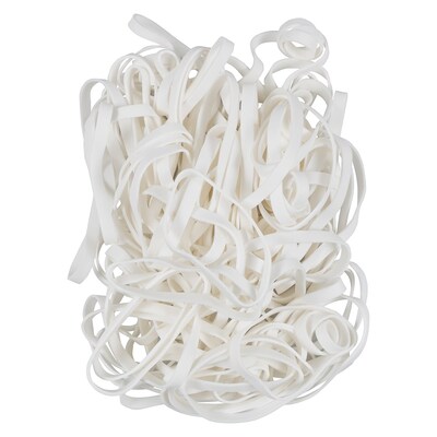 JAM Paper Colored Multi-Purpose #64 Rubber Bands, 3.5 x 0.25, Non-Latex, White, 100/Pack (33364RBW