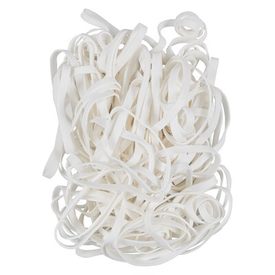 JAM Paper Colored Multi-Purpose #64 Rubber Bands, 3.5" x 0.25", Latex Free, White, 100/Pack (33364RBWH)