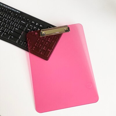 JAM Paper Plastic Clipboard, Letter Size, Pink, 2/Pack (340926883GZ)