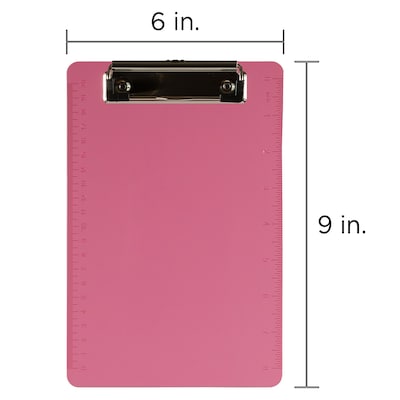 JAM Paper Plastic Clipboard, Memo Size, Pink, 12/Pack (331CPMPIA)