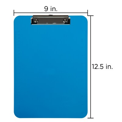 JAM Paper Plastic Clipboard, Letter Size, Blue, 12/Pack (340926882AZ)