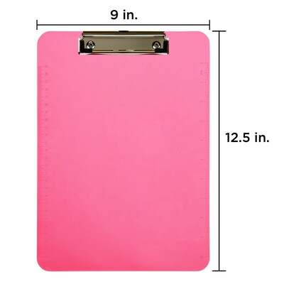 JAM Paper Plastic Clipboard, Letter Size, Pink, 2/Pack (340926883GZ)