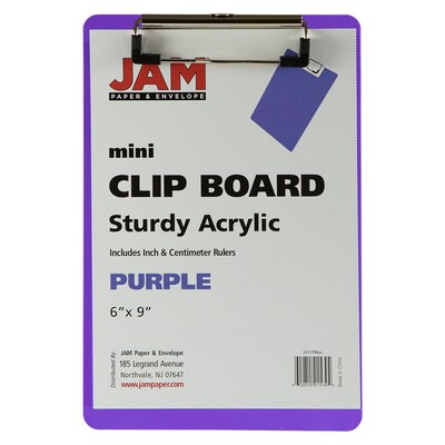 JAM Paper Plastic Clipboard, Memo Size, Purple, 12/Pack (331CPMPUA)