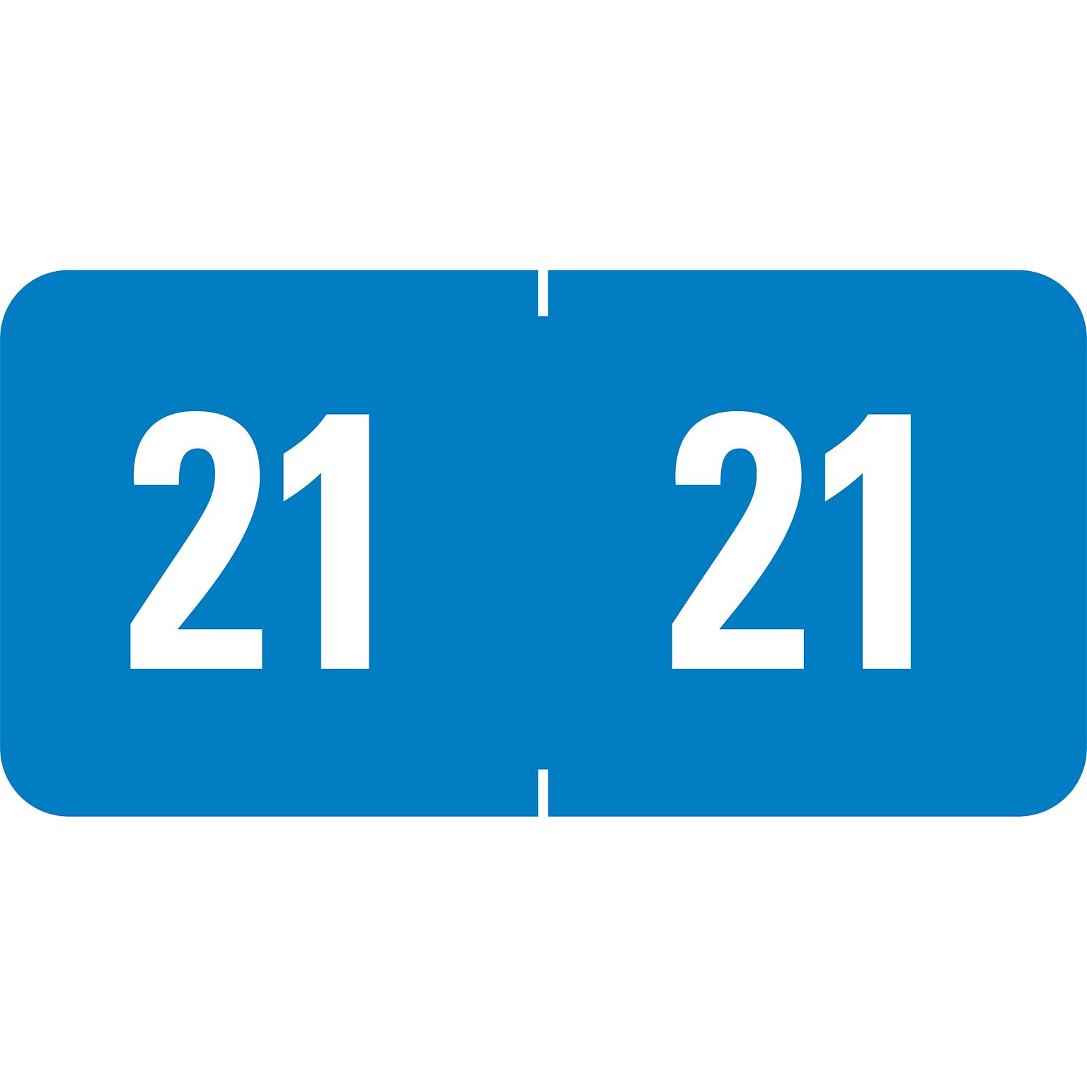 Smead ETS 2021 Color-Coded Year Label, 0.5”H x 1W, White on Blue, 25 Labels/Sheet, 10 Sheets/Pack, 250 Labels/Pack (67921)
