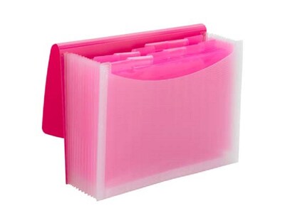 Smead Vibrant Line Plastic Accordion File, 12-Pocket, Letter Size, Pink/Clear (70864)