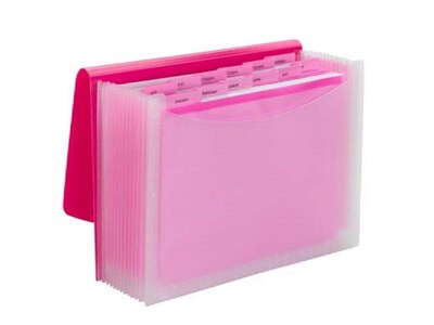 Smead Vibrant Line Plastic Accordion File, 12-Pocket, Letter Size, Pink/Clear (70864)