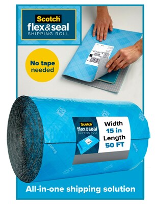 Scotch™ Flex & Seal Shipping Roll Self-Sealing Padded Mailer, 15 x 50, Blue (FS-1550)