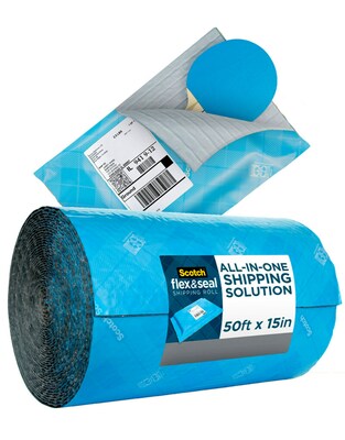 Scotch™ Flex & Seal Shipping Roll Self-Sealing Padded Mailer, 15" x 50', Blue (FS-1550)