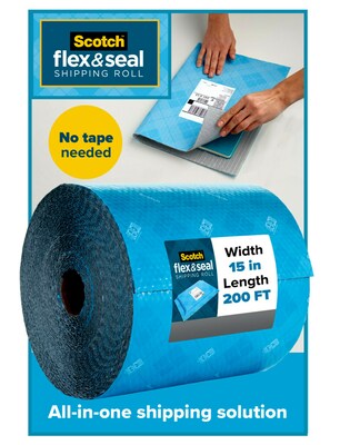 Scotch™ Flex & Seal Shipping Roll Self-Sealing Padded Mailer, 15 x 200, Blue (FS-15200)