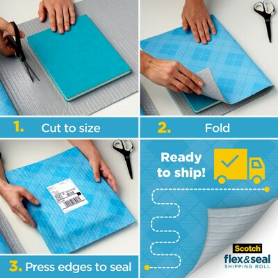Scotch™ Flex & Seal Shipping Roll Self-Sealing Padded Mailer, 15" x 200', Blue (FS-15200)