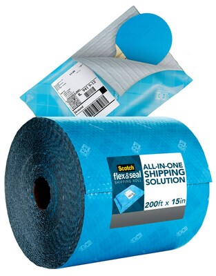Scotch™ Flex & Seal Shipping Roll Self-Sealing Padded Mailer, 15" x 200', Blue (FS-15200)