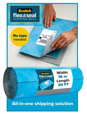 Scotch™ Flex & Seal Shipping Roll Self-Sealing Padded Mailer, 15" x 20', Blue (FS-1520)