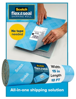 Scotch™ Flex & Seal Shipping Roll Self-Sealing Padded Mailer, 15 x 10, Blue (FS-1510)
