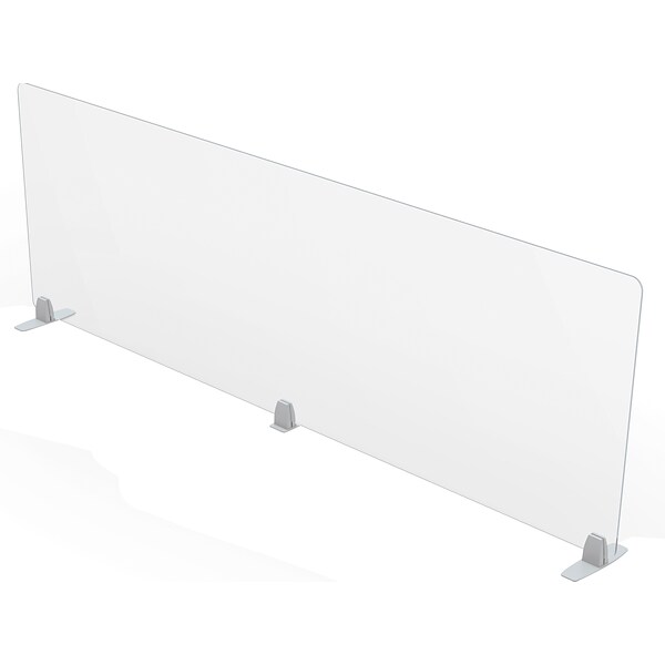 MooreCo Freestanding Desktop Divider, 24H x 72W, Clear Acrylic (45266)