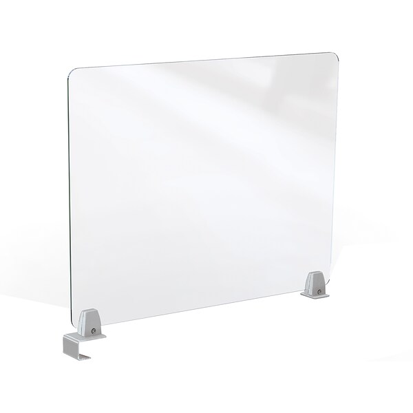MooreCo Center Clamp Mount Desktop Divider, 24H x 29W, Clear Acrylic (45263)