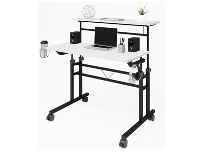 Techni Mobili 36" Mobile Desk, White/Black (RTA-3800SU-WHT)