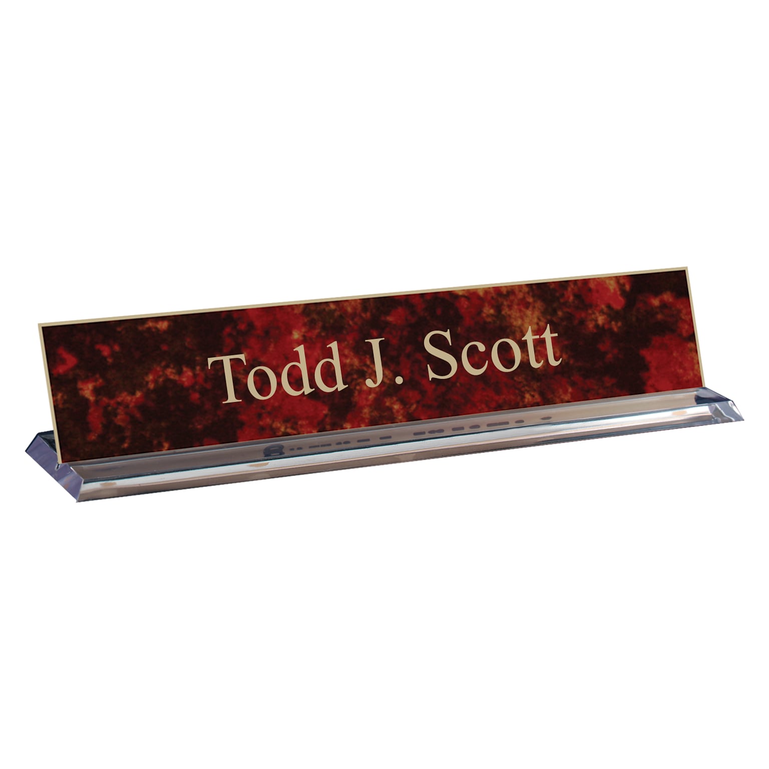 Custom Engraved Sign with Plexiglass Desk Holder, 2 x 10