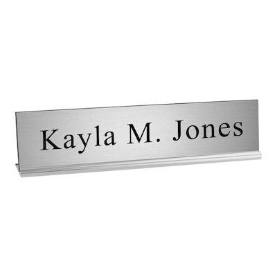 Custom Engraved Sign with Metal Desk Base, 2 x 10