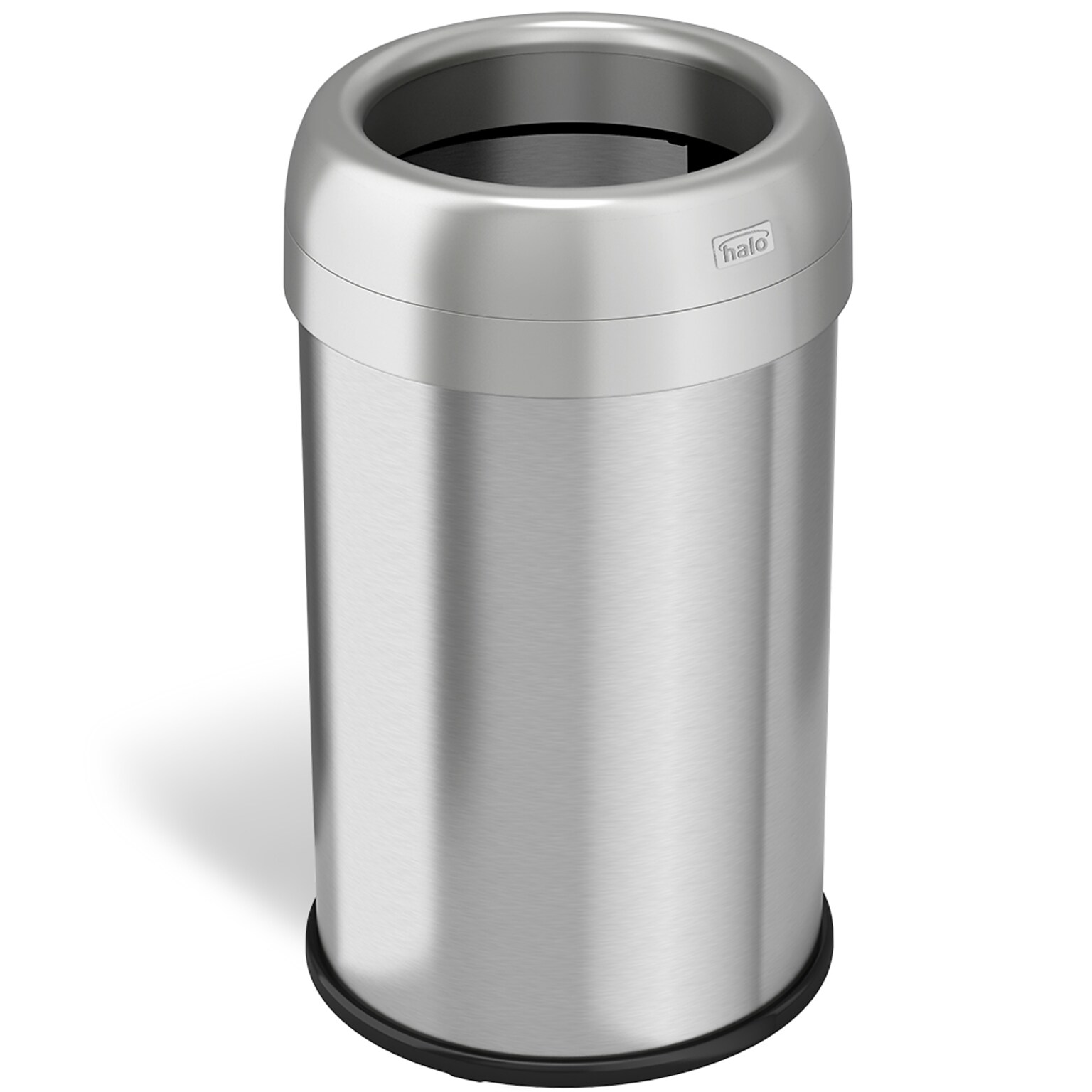 halo Stainless Steel Round Open Top Trash Can with Dual AbsorbX Odor Control System, Silver, Silver, 13 Gal. (OT13STR)