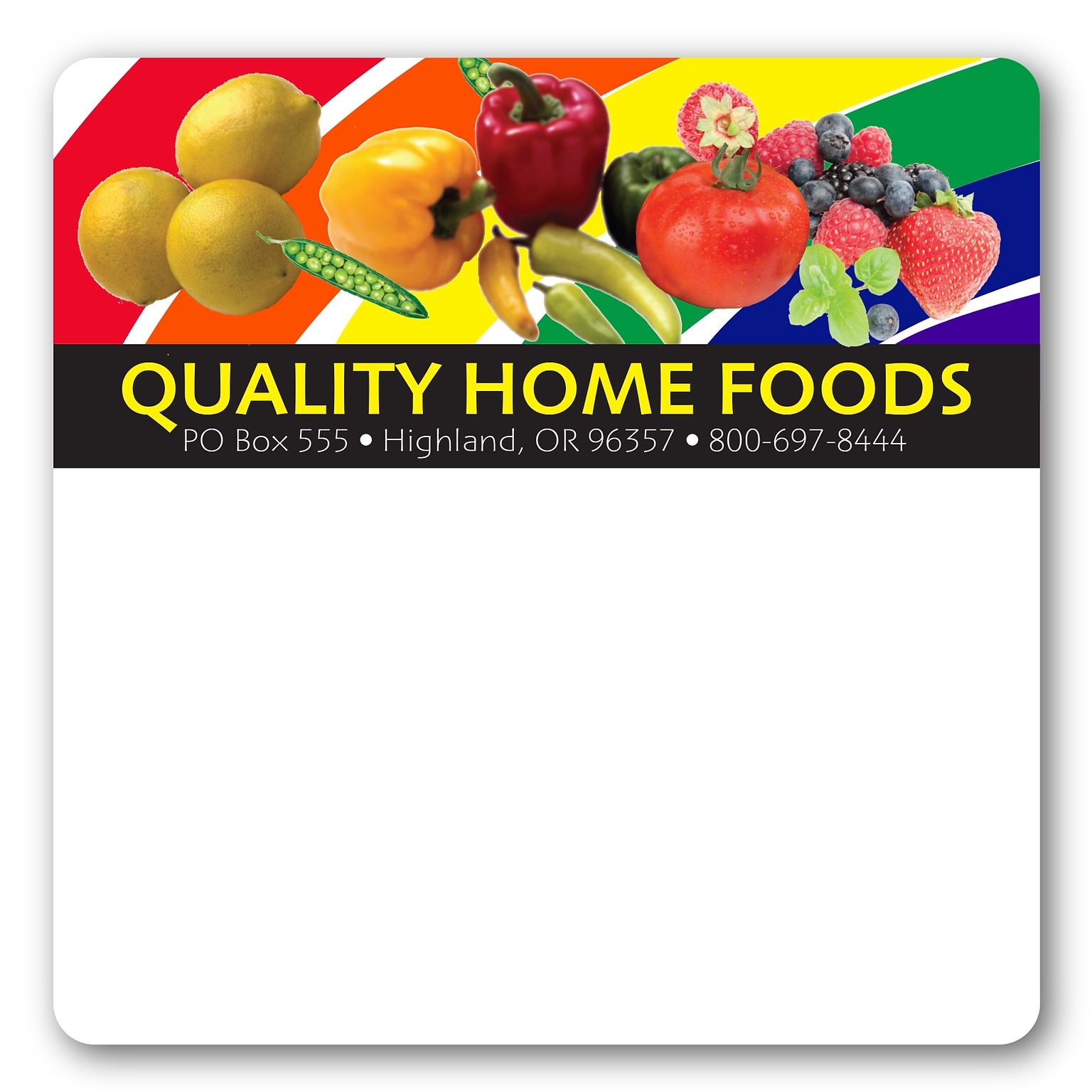 Custom Print Advertising Label, 3 x 3 Square, 1-Sided Full Color, 250 Labels/Roll