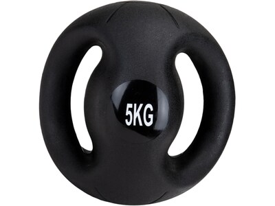 Mind Reader Home Fitness Medicine Ball with Handles, 11 lbs., Black (MDGRIP5KG-BLK)