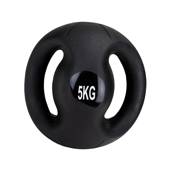 Mind Reader Home Fitness Medicine Ball with Handles, 11 lbs., Black (MDGRIP5KG-BLK)