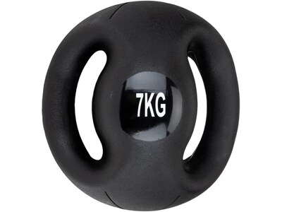Mind Reader Home Fitness Medicine Ball with Handles, 15.4 lbs., Black (MDGRIP7KG-BLK)