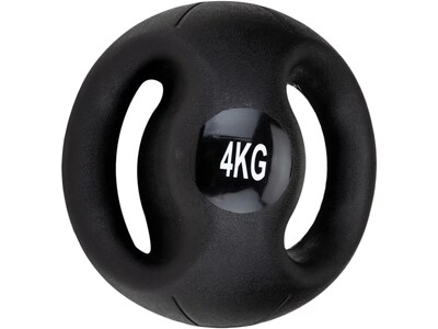Mind Reader Home Fitness Medicine Ball with Handles, 8.8 lbs., Black (MDGRIP4KG-BLK)