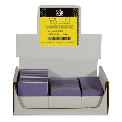 Fredrix Value Series Mini Cut Edge Canvas Panels, 2.75W x 2.75L, White, 60/Pack (3732)